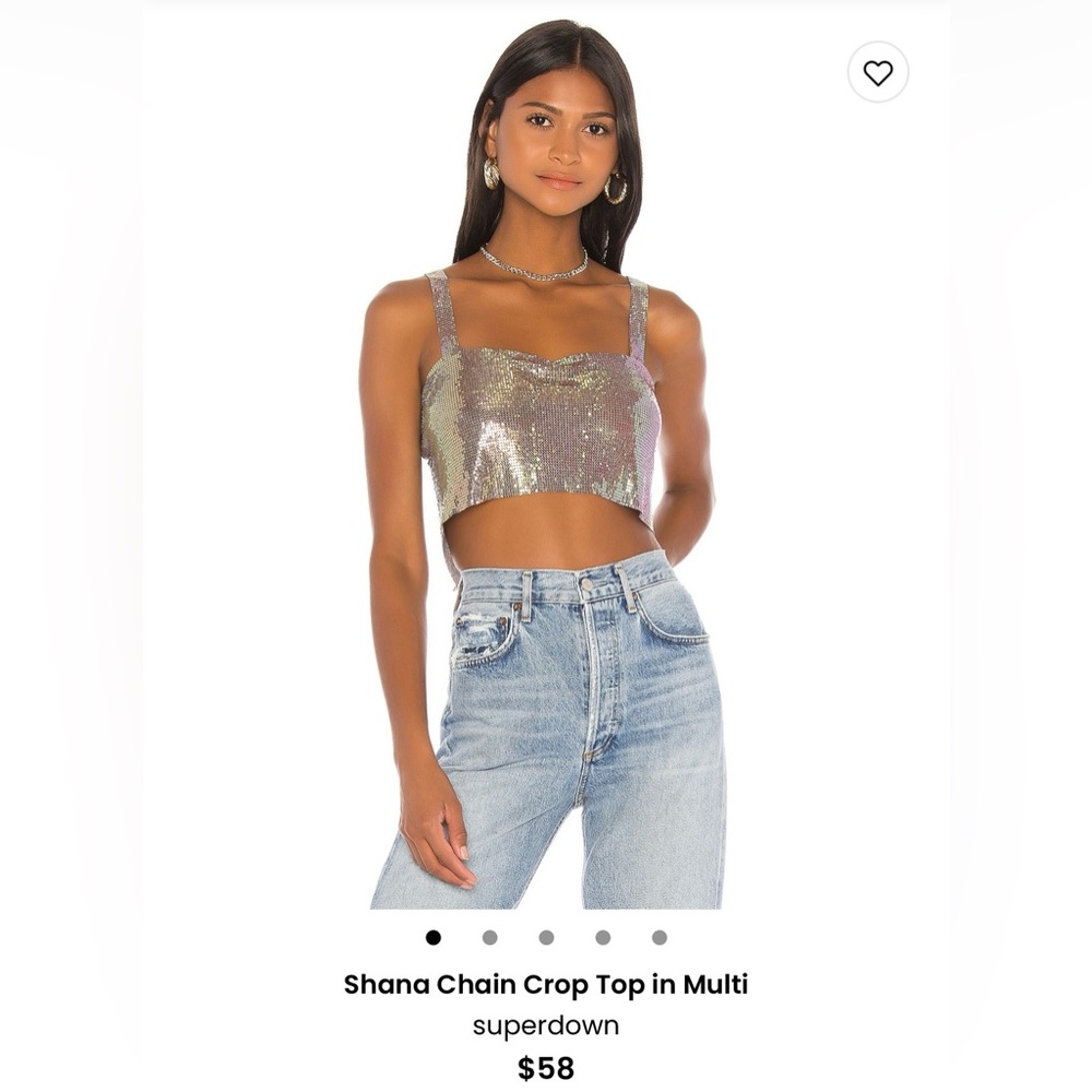 superdown Iridescent Chain Strap Crop Top